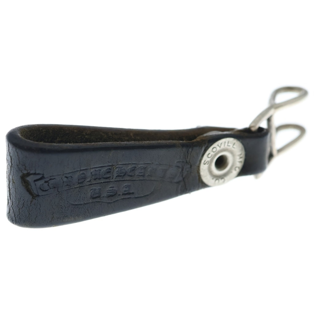 CHROME HEARTS(クロムハーツ) BELT LOOP クロスボールボタンレザーベルトループ シルバー/ブラック BCA397