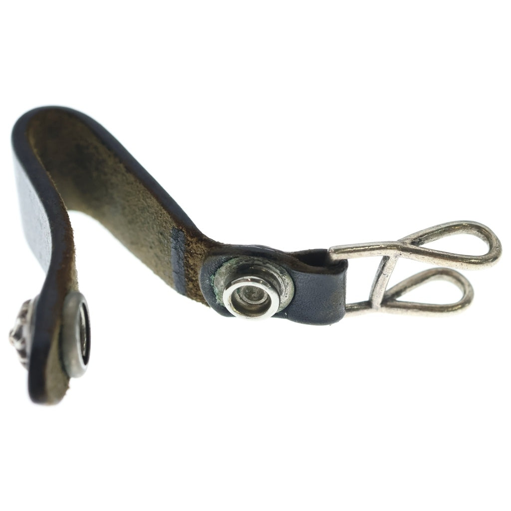 CHROME HEARTS(クロムハーツ) BELT LOOP クロスボールボタンレザーベルトループ シルバー/ブラック BCA397