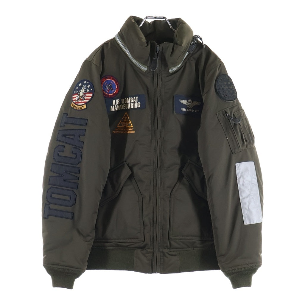 AVIREX(アヴィレックス) CUSTOM CWU TOP GUN カスタム トップガン ワッペン ジップアップ ナイロン フライトジャケット カーキ 6202047