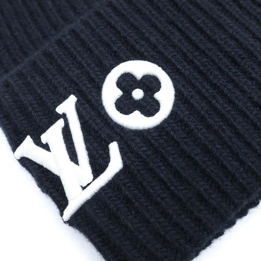 LOUIS VUITTON(ルイヴィトン) LVヘッドライン ロゴ刺繍 ウール ニットキャップ 帽子 ビーニー ブラック M77872