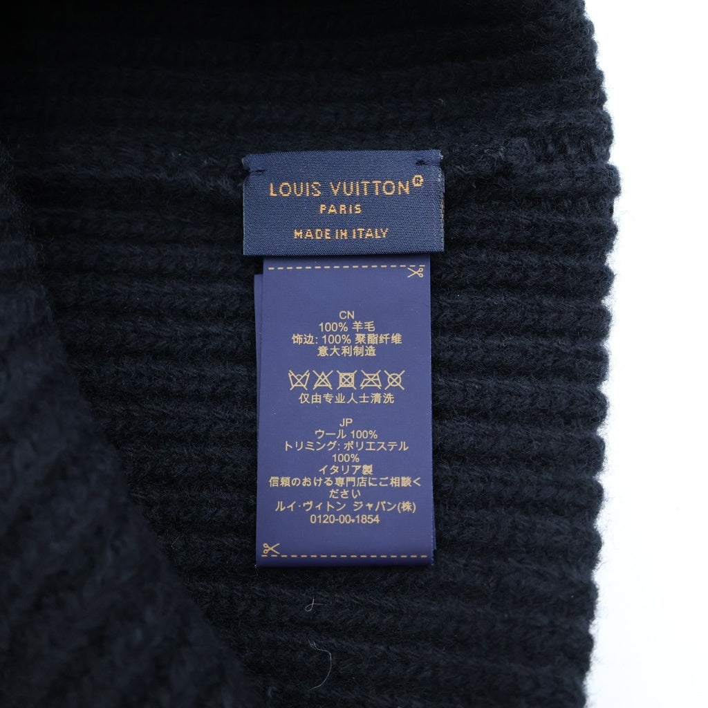 LOUIS VUITTON(ルイヴィトン) LVヘッドライン ロゴ刺繍 ウール ニットキャップ 帽子 ビーニー ブラック M77872