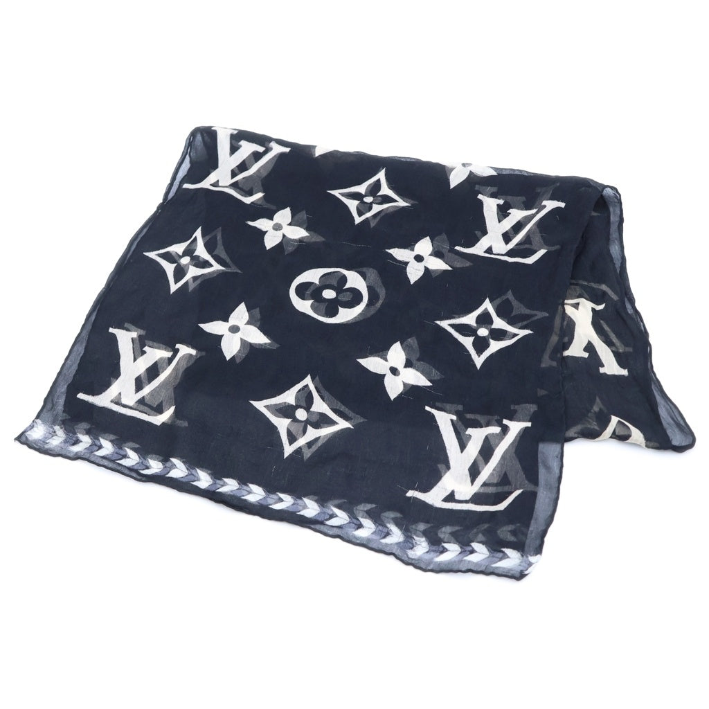LOUIS VUITTON(ルイヴィトン) モノグラム シアー シルクスカーフ ブラック レディース
