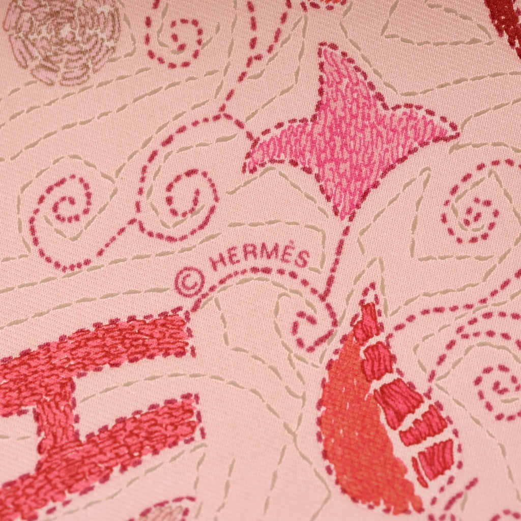 HERMES(エルメス) カレ90 カレ・カンタ ピンク×レッド シルクスカーフ レディース