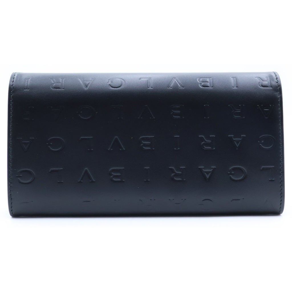 BVLGARI(ブルガリ) ロゴ インフィニートゥーム 二つ折り財布 ロングウォレット ブラック レザー レディース