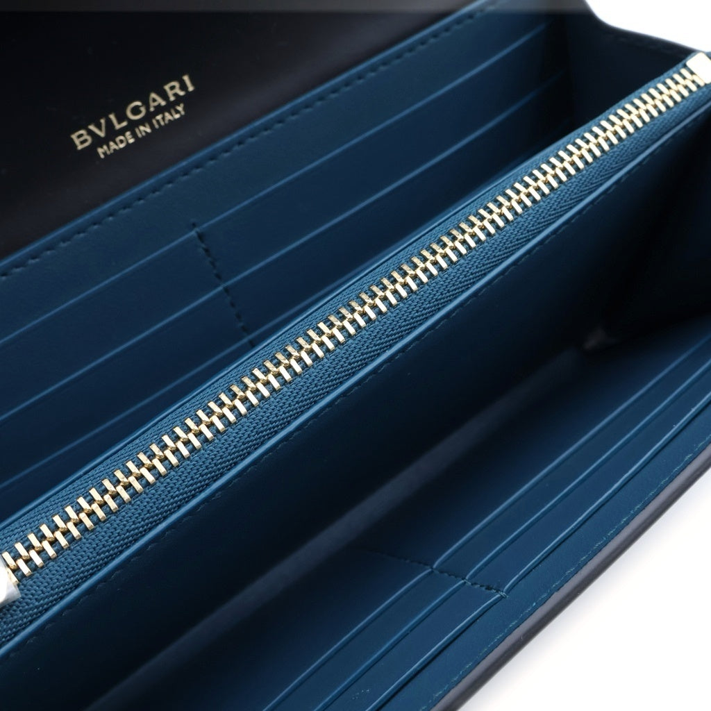 BVLGARI(ブルガリ) ロゴ インフィニートゥーム 二つ折り財布 ロングウォレット ブラック レザー レディース