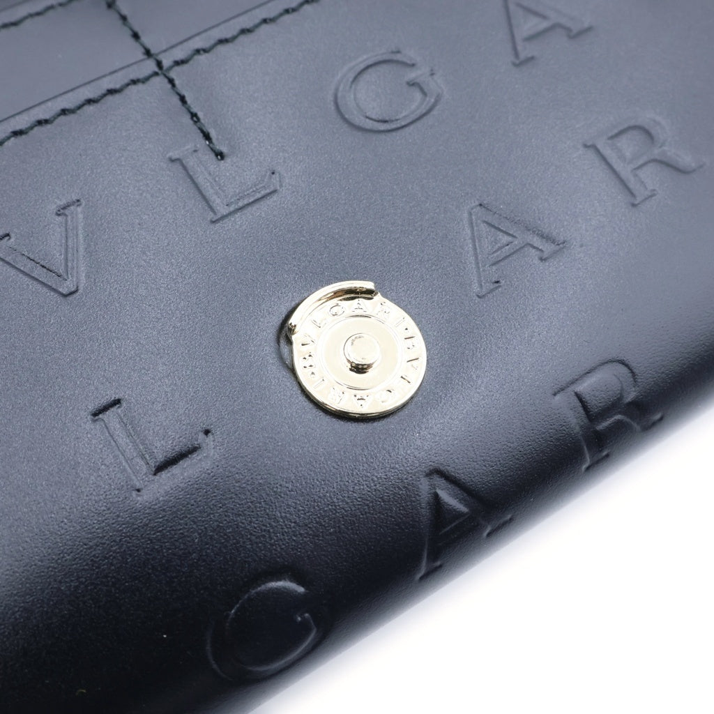 BVLGARI(ブルガリ) ロゴ インフィニートゥーム 二つ折り財布 ロングウォレット ブラック レザー レディース