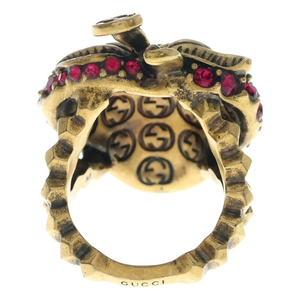 GUCCI(グッチ) ストロベリー ラインストーン リング ゴールド×ピンク #M GP レディース