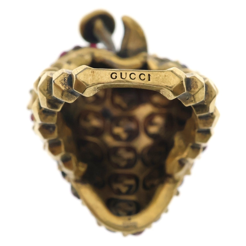 GUCCI(グッチ) ストロベリー ラインストーン リング ゴールド×ピンク #M GP レディース