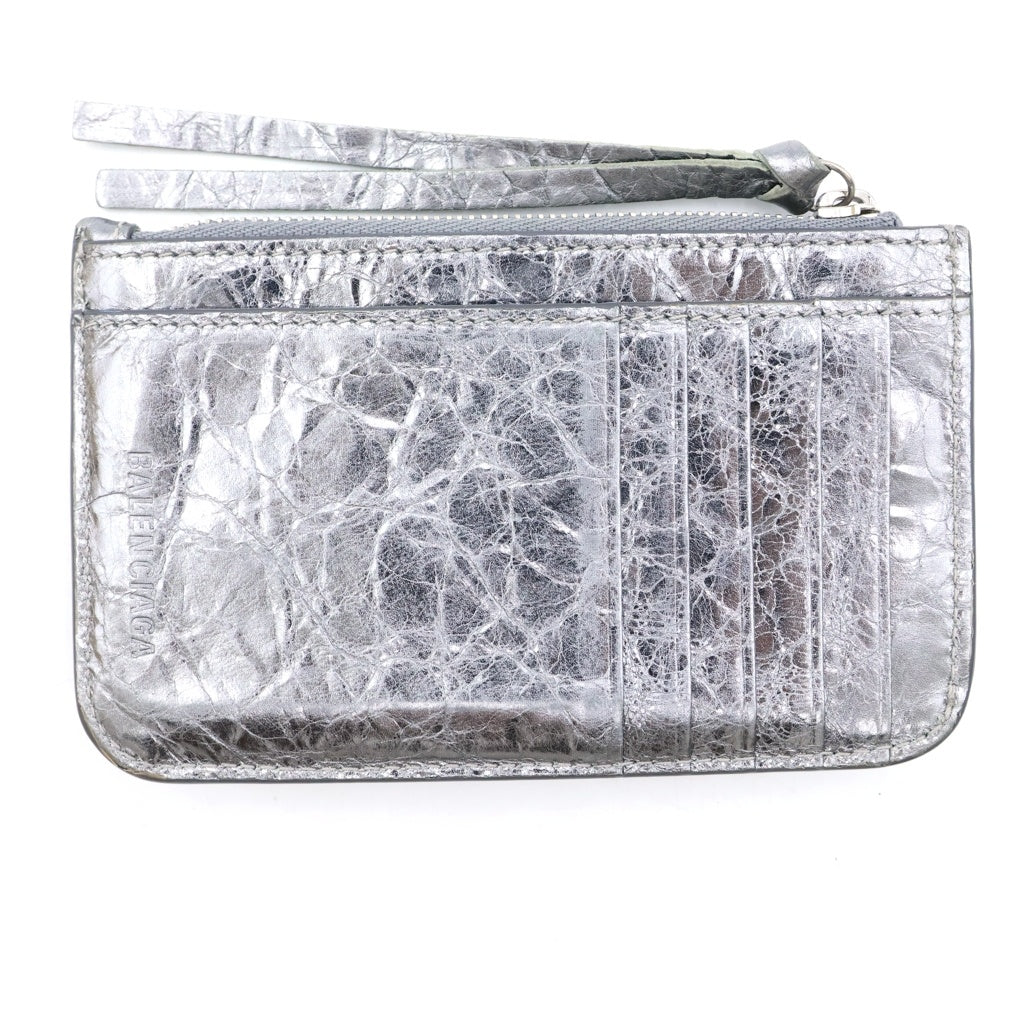 BALENCIAGA(バレンシアガ) ルカゴール フラグメントケース カードケース ポーチ シルバー レザー 715185