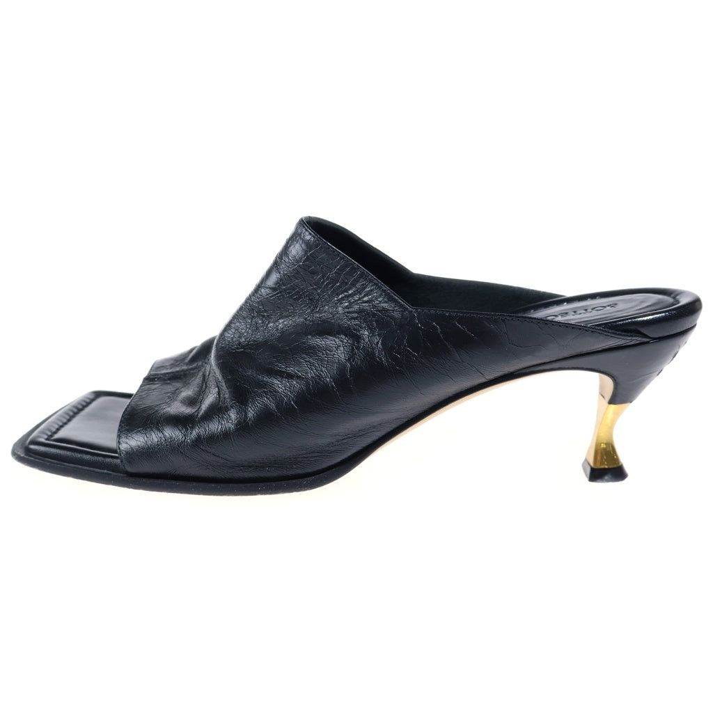 BOTTEGA VENETA(ボッテガヴェネタ) レザー スクエア ヒールミュール ブラック #38 レディース
