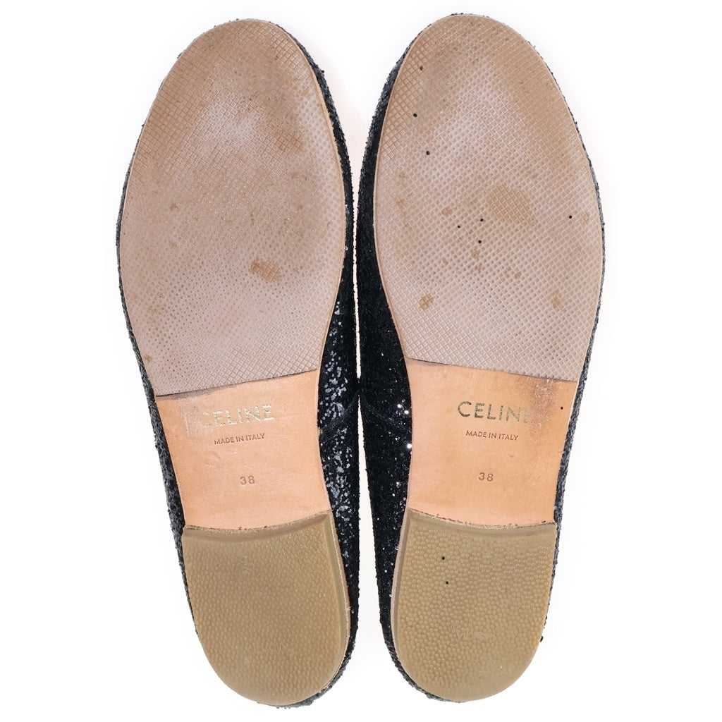 CELINE(セリーヌ) トリオンフ スパンコール フラットパンプス ミュール ブラック #38 レディース