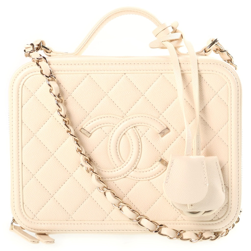 CHANEL(シャネル) CCフィリグリー 2WAYハンドバッグ ショルダーバッグ ベージュ レザー A93344 29番台 ゴールド金具 レディース