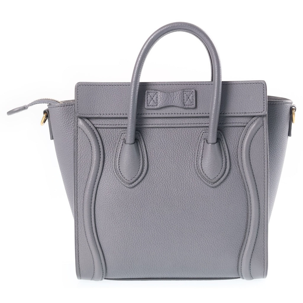 CELINE(セリーヌ) ラゲージ ナノ 2WAYハンドバッグ ショルダーバッグ グレー レザー ゴールド金具 レディース