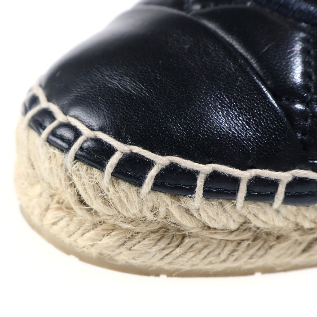 CHANEL(シャネル) ココマーク エスパドリーユ レザースリッポン フラットシューズ ブラック #37 レディース
