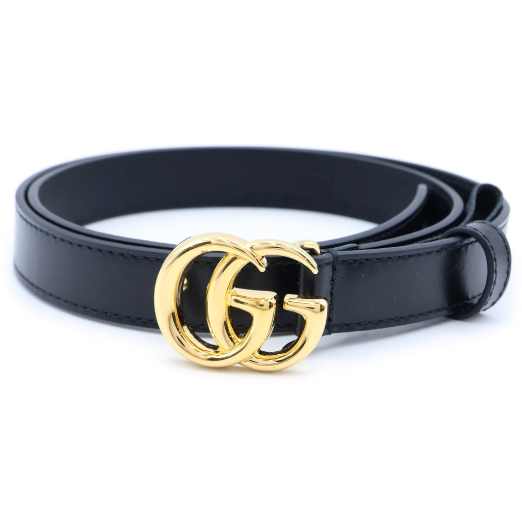 GUCCI(グッチ) GGマーモント レザーベルト ブラック レザー 409417 ゴールド金具 レディース