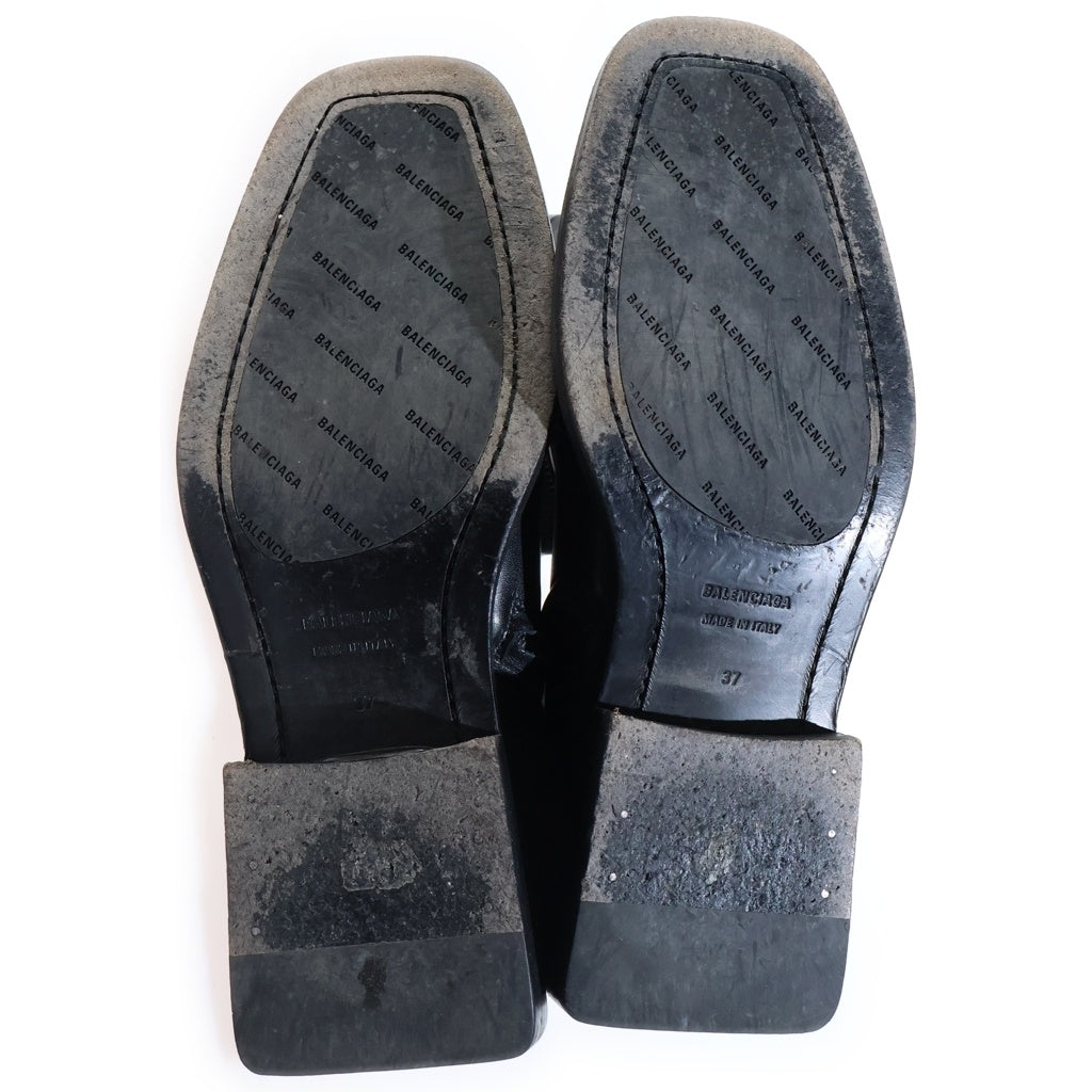 BALENCIAGA(バレンシアガ) BBロゴ スクエアトゥ サイドジップ ショートブーツ ブラック 616349 レディース