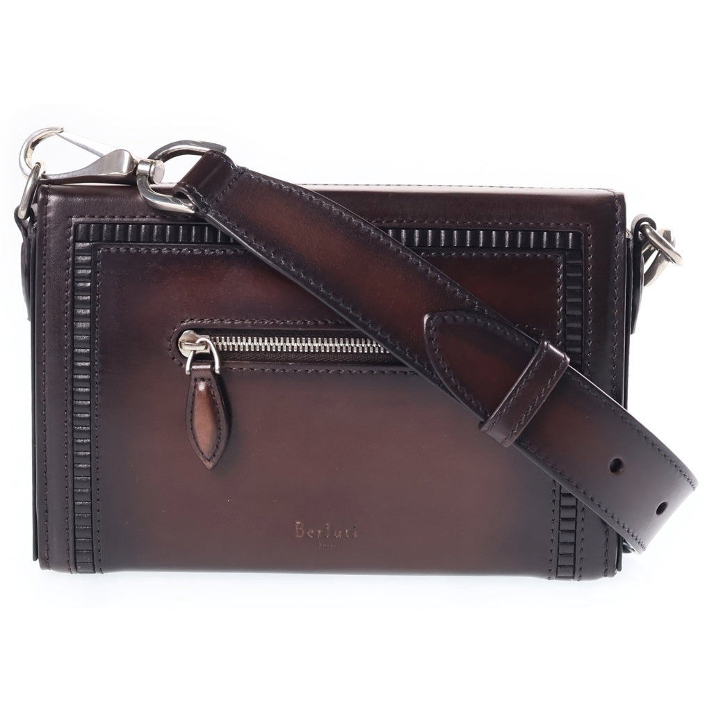 Berluti(ベルルッティ) アンジュール ドゥ ポッシュ ショルダーバッグ ブラウン レザー シルバー金具 レディース