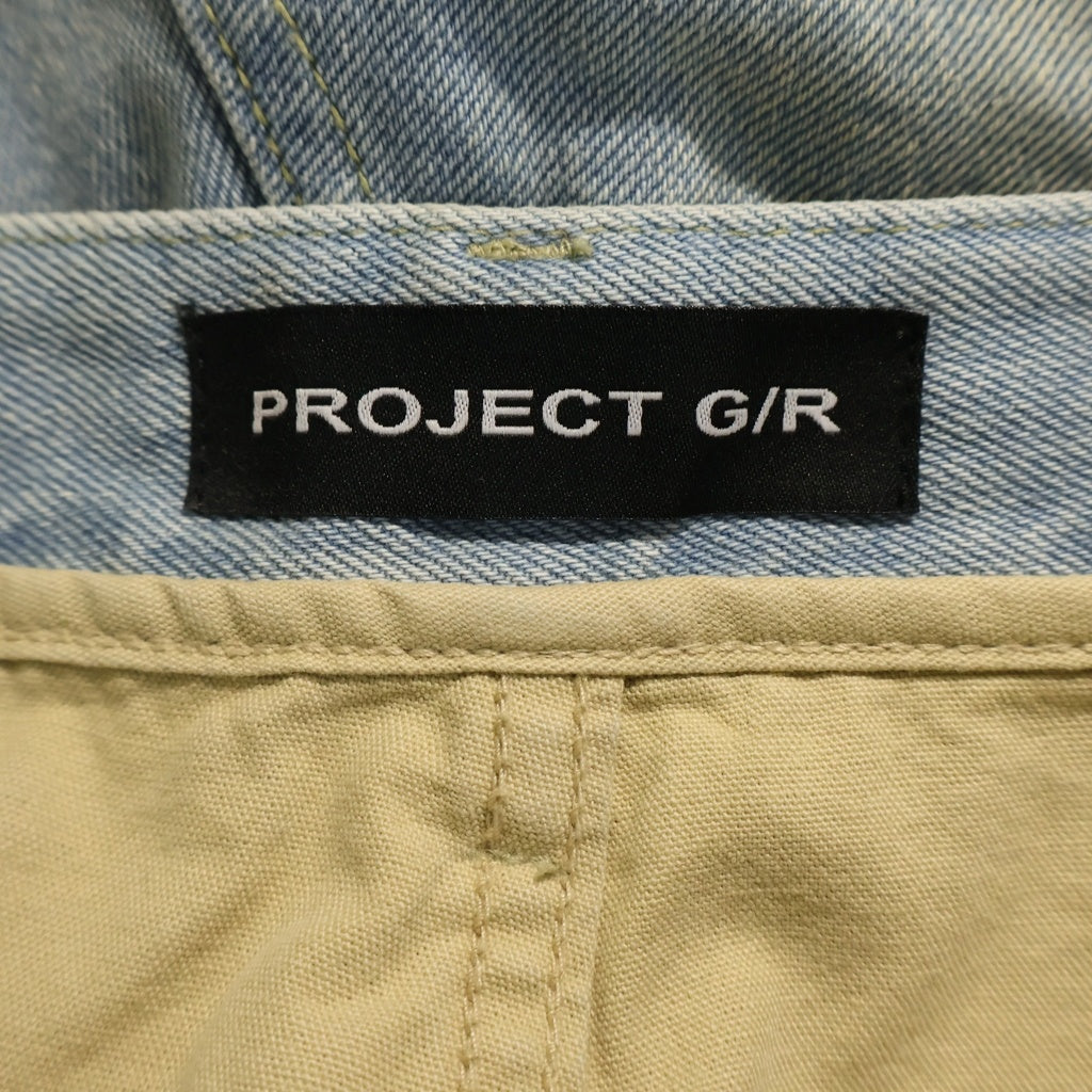 PROJECT G/R(プロジェクトジーアール) レイヤードスカート ショーツ ダメージ加工 デニム インディゴ レディース