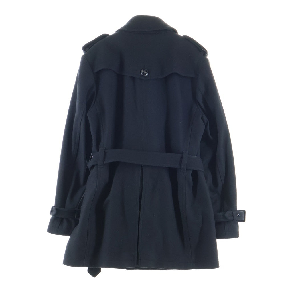 BURBERRY BLACK LABEL(バーバリー ブラックレーベル) ナポレオンコート ロゴボタン ブラック カシミヤ混ウール D1B01-200-09