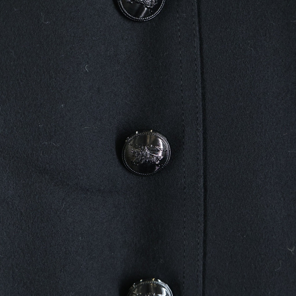 BURBERRY BLACK LABEL(バーバリー ブラックレーベル) ナポレオンコート ロゴボタン ブラック カシミヤ混ウール D1B01-200-09