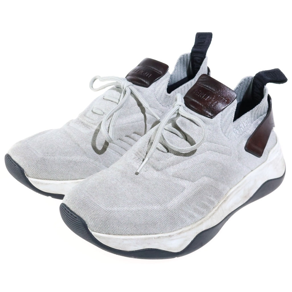 Berluti(ベルルッティ) シャドウ ニットスニーカー グレー ストレッチニット×レザー 靴