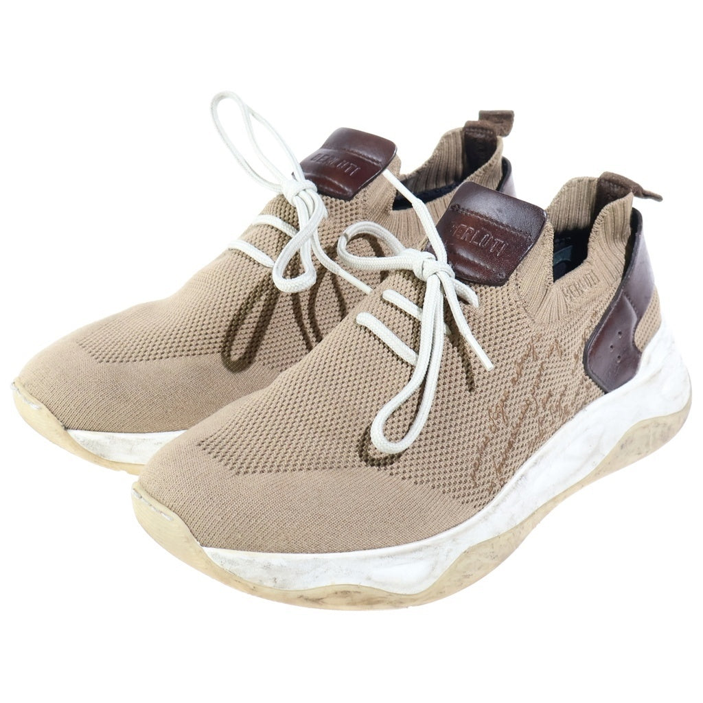 Berluti(ベルルッティ) シャドウ ニットスニーカー ブラウン ストレッチニット×レザー 靴