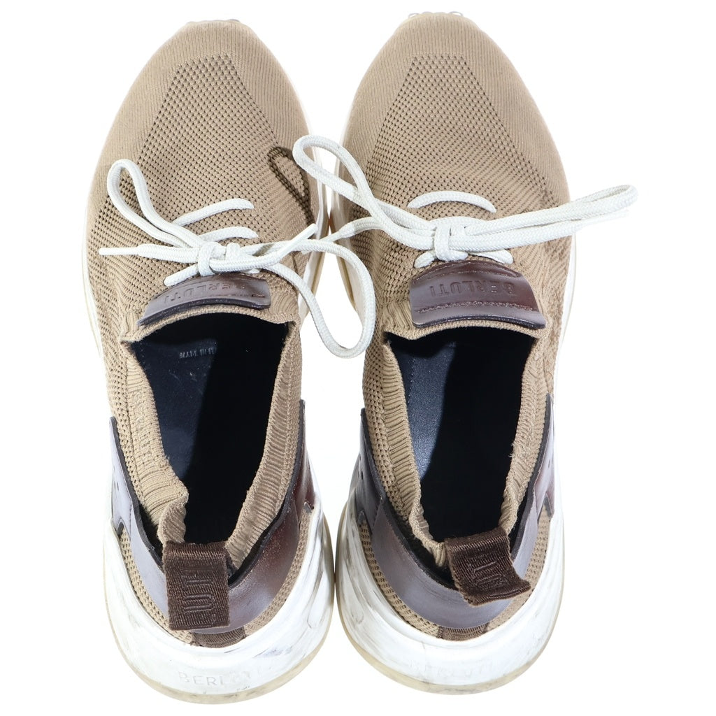 Berluti(ベルルッティ) シャドウ ニットスニーカー ブラウン ストレッチニット×レザー 靴