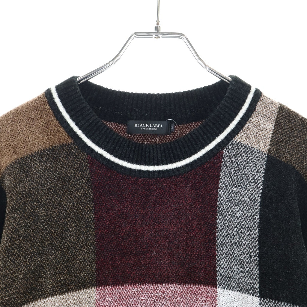 BLACK LABEL CRESTBRIDGE(ブラックレーベルクレストブリッジ) ニット 長袖 チェック ブラック/レッド
