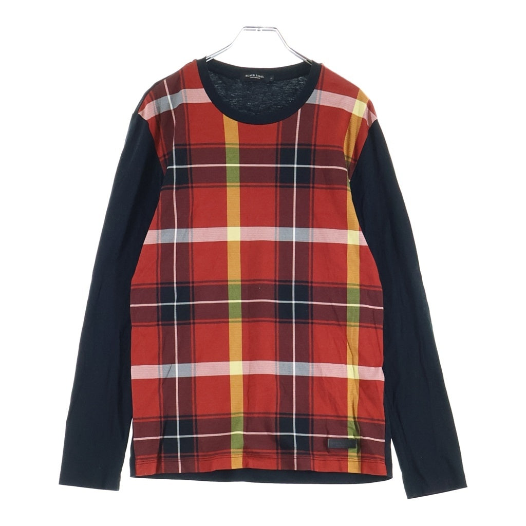 BLACK LABEL CRESTBRIDGE(ブラックレーベルクレストブリッジ) チェック柄 長袖カットソー ロングTシャツ ブラック/レッド コットン