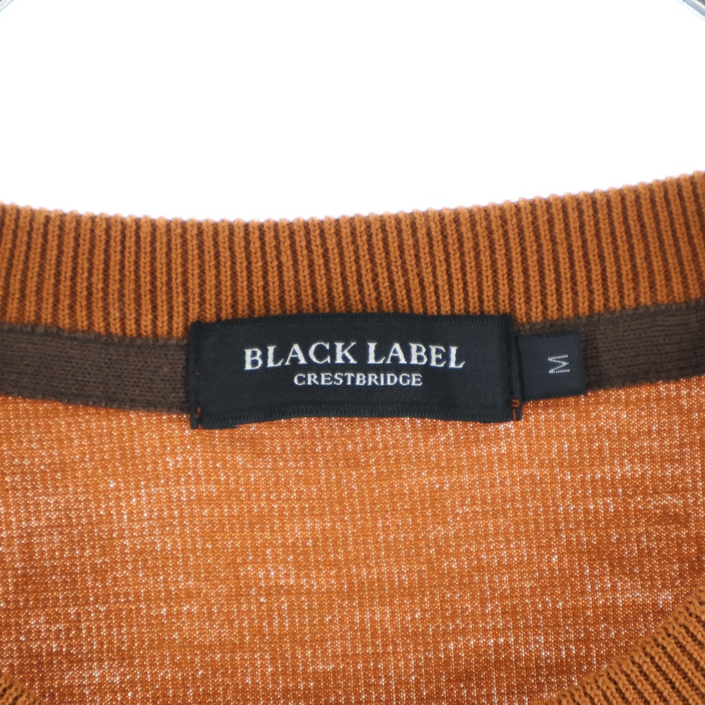 BLACK LABEL CRESTBRIDGE(ブラックレーベルクレストブリッジ) クルーネック ニット ランダムチェック 切替 ブラウン コットン 51P24-223-54