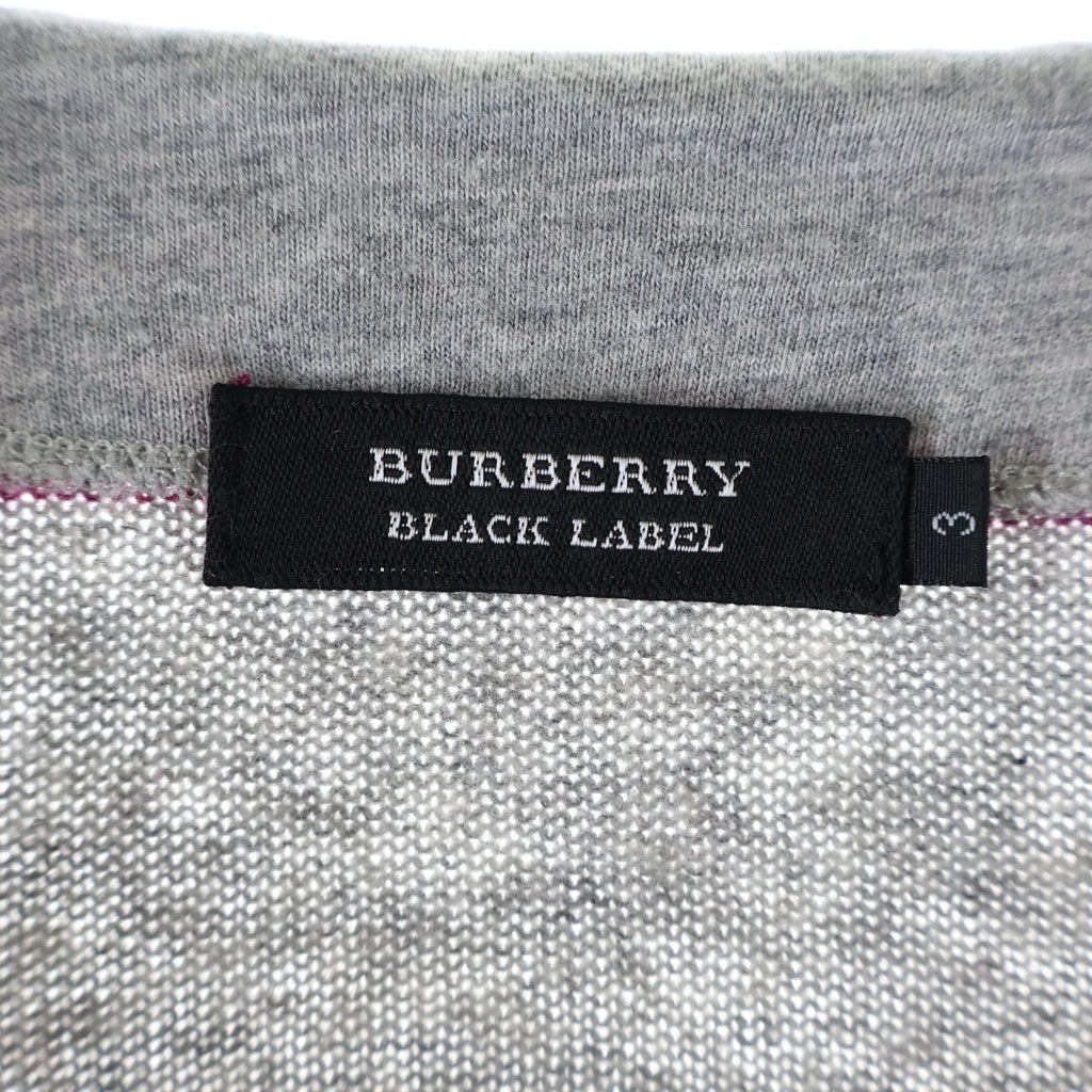 BURBERRY BLACK LABEL(バーバリー ブラックレーベル) クルーネック ニット ボーダー グレー/パープル レーヨン