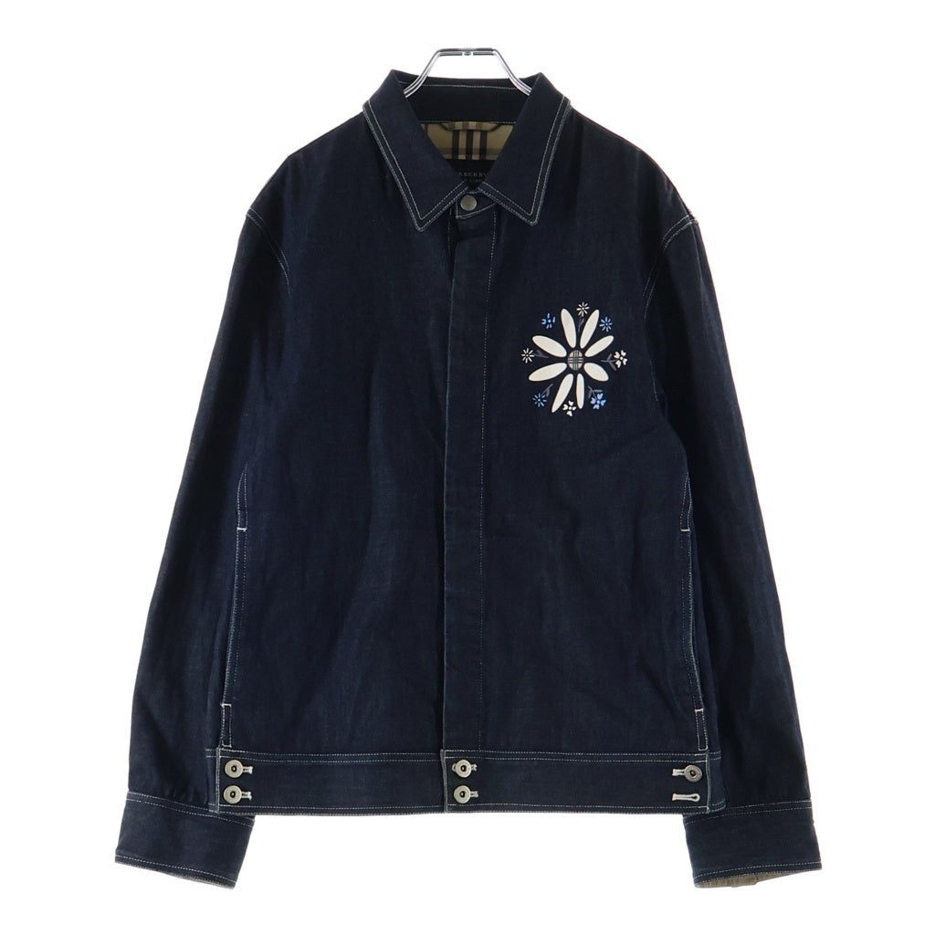 BURBERRY BLACK LABEL(バーバリー ブラックレーベル) フラワープリント デニムジャケット インディゴ ノバチェック