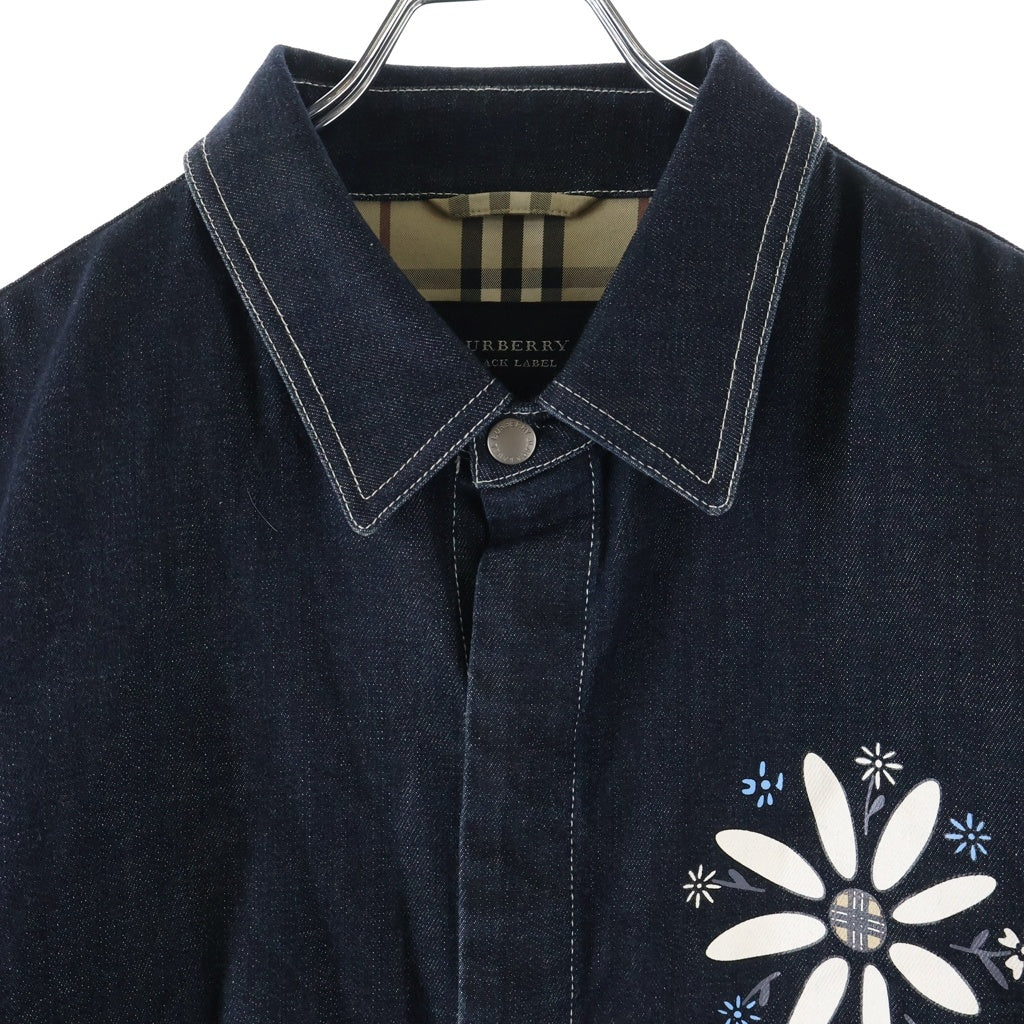 BURBERRY BLACK LABEL(バーバリー ブラックレーベル) フラワープリント デニムジャケット インディゴ ノバチェック