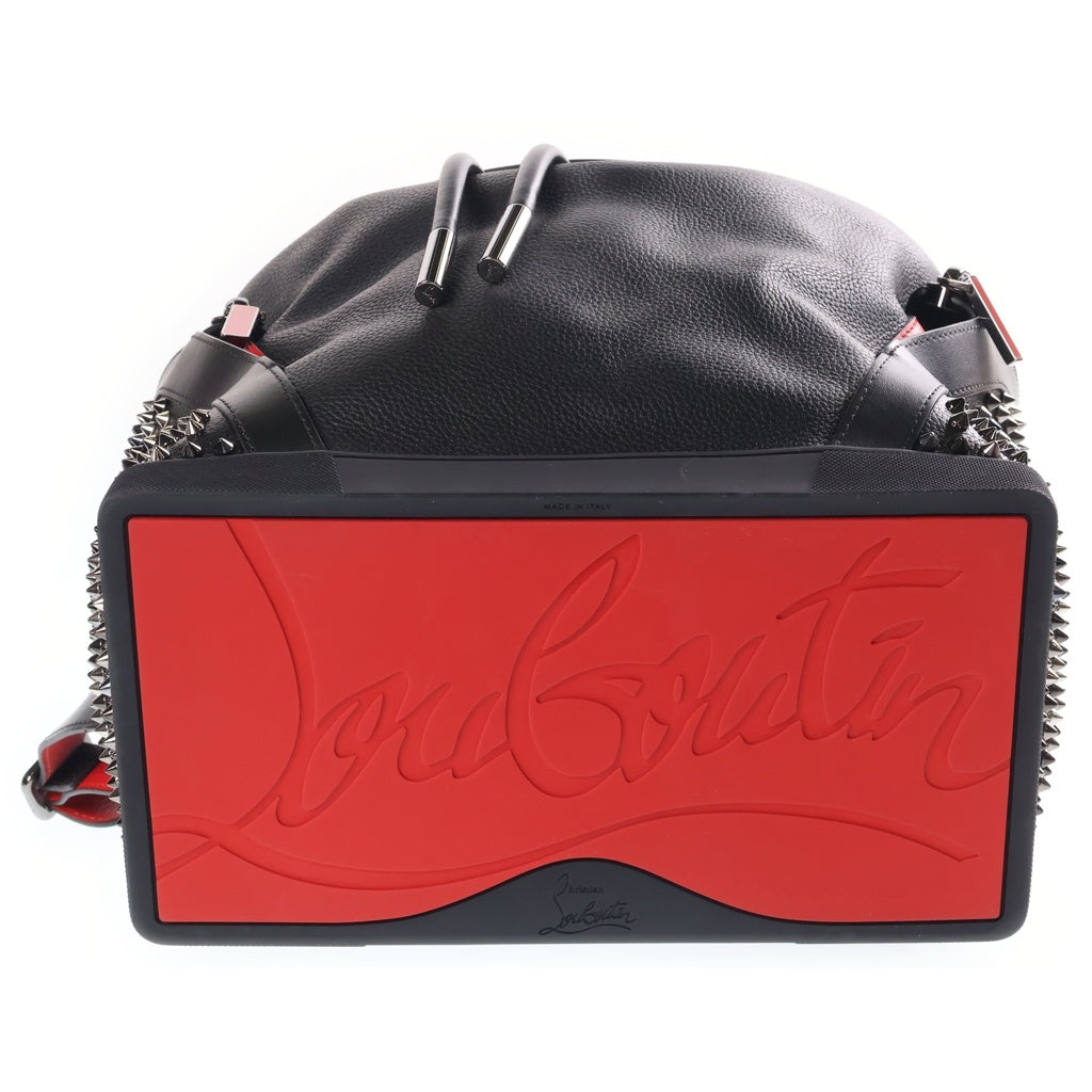 CHRISTIAN LOUBOUTIN(クリスチャンルブタン) エクスプローラーファンク スタッズバックパック リュックサック ブラック×レッド レザー シルバー金具 レディース