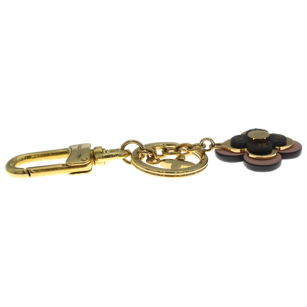 LOUIS VUITTON(ルイヴィトン) ポルトクレ ブルーミング フラワーBB バッグチャーム キーホルダー キーリング ゴールド×ブラウン×ピンク M63085 レディース