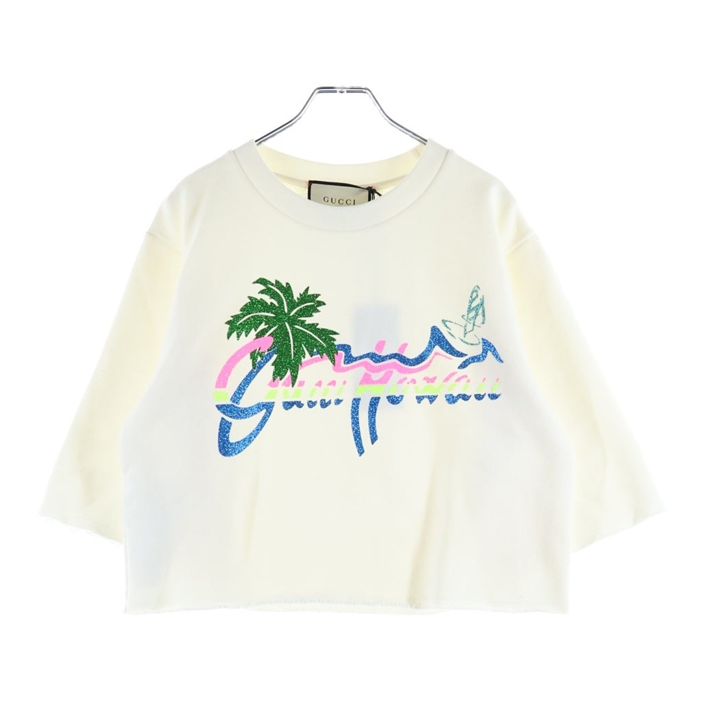 GUCCI(グッチ) クロップド スウェット 半袖 コットン アイボリー 624626 レディース