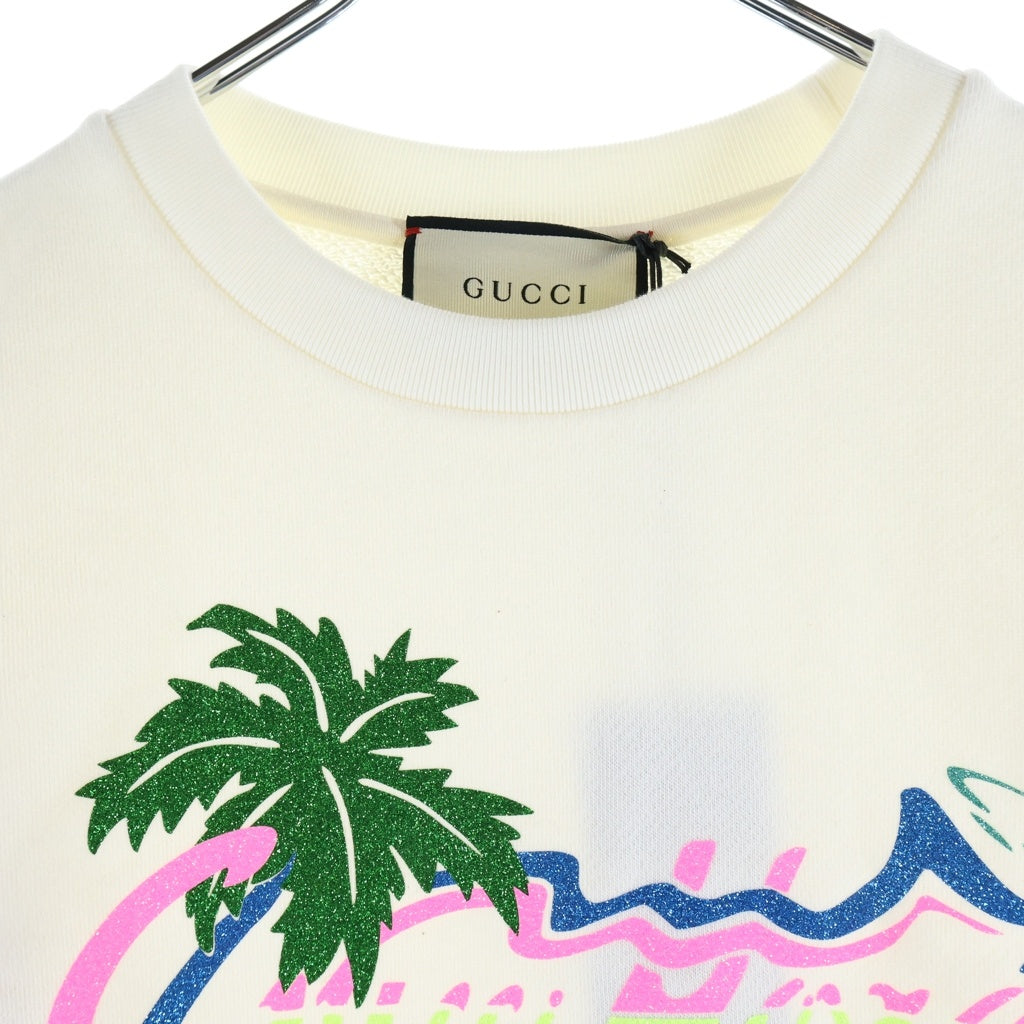 GUCCI(グッチ) クロップド スウェット 半袖 コットン アイボリー 624626 レディース