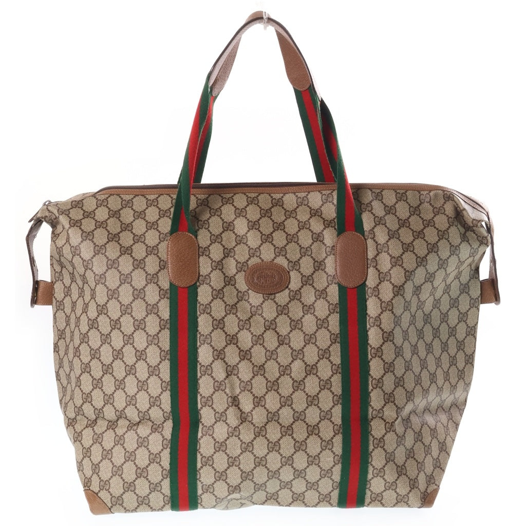GUCCI(グッチ) GGキャンバス ボストンバッグ トラベルバッグ ハンドバッグ ベージュ レザー×PVC 89・19・012 ブラウン金具 レディース