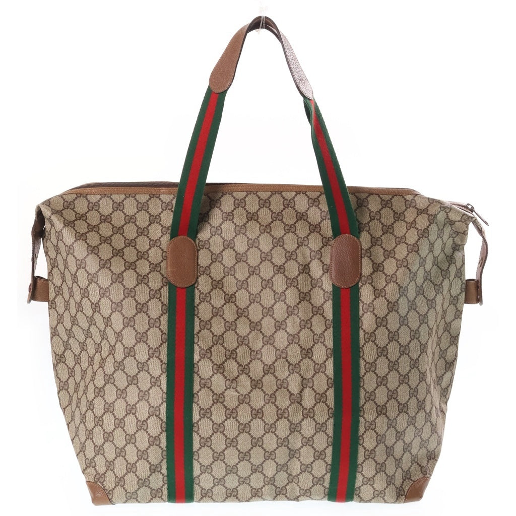 GUCCI(グッチ) GGキャンバス ボストンバッグ トラベルバッグ ハンドバッグ ベージュ レザー×PVC 89・19・012 ブラウン金具 レディース