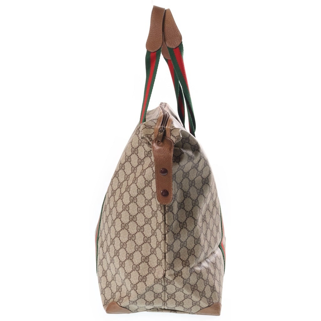 GUCCI(グッチ) GGキャンバス ボストンバッグ トラベルバッグ ハンドバッグ ベージュ レザー×PVC 89・19・012 ブラウン金具 レディース