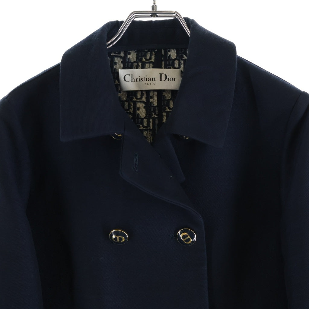 Christian Dior(クリスチャンディオール) クロップド ジャケット ショート丈 オブリーク柄 ネイビー 311V86A1304 レディース