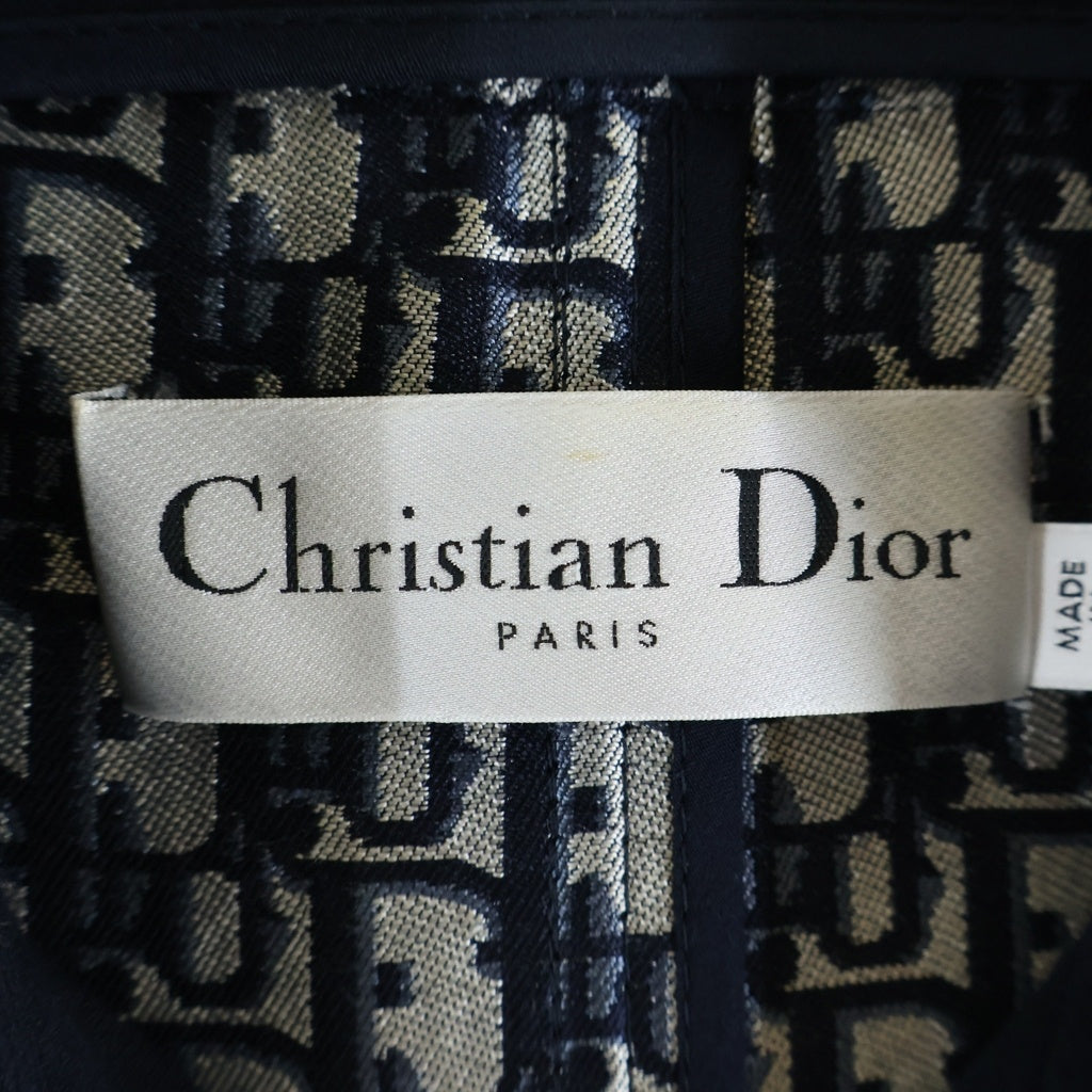 Christian Dior(クリスチャンディオール) クロップド ジャケット ショート丈 オブリーク柄 ネイビー 311V86A1304 レディース