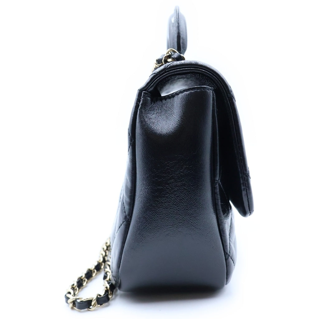 CHANEL(シャネル) マトラッセ トップハンドル 2WAYハンドバッグ チェーンショルダーバッグ ブラック ラムスキン プレートシリアル AS4543 ゴールド金具 レディース