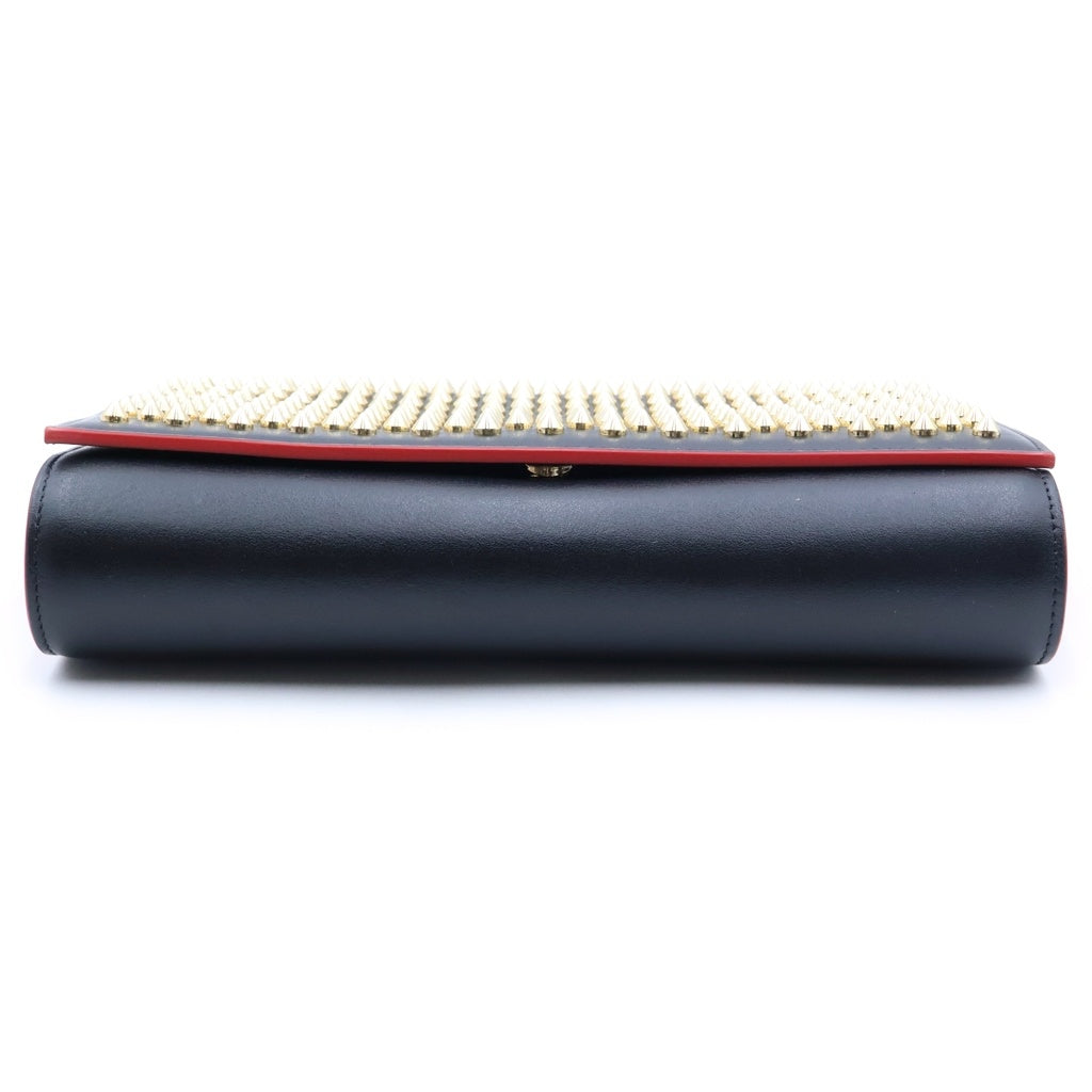 CHRISTIAN LOUBOUTIN(クリスチャンルブタン) スタッズ パロマクラッチ チェーンショルダーバッグ ブラック×レッド レザー×エナメル 1165081 レディース
