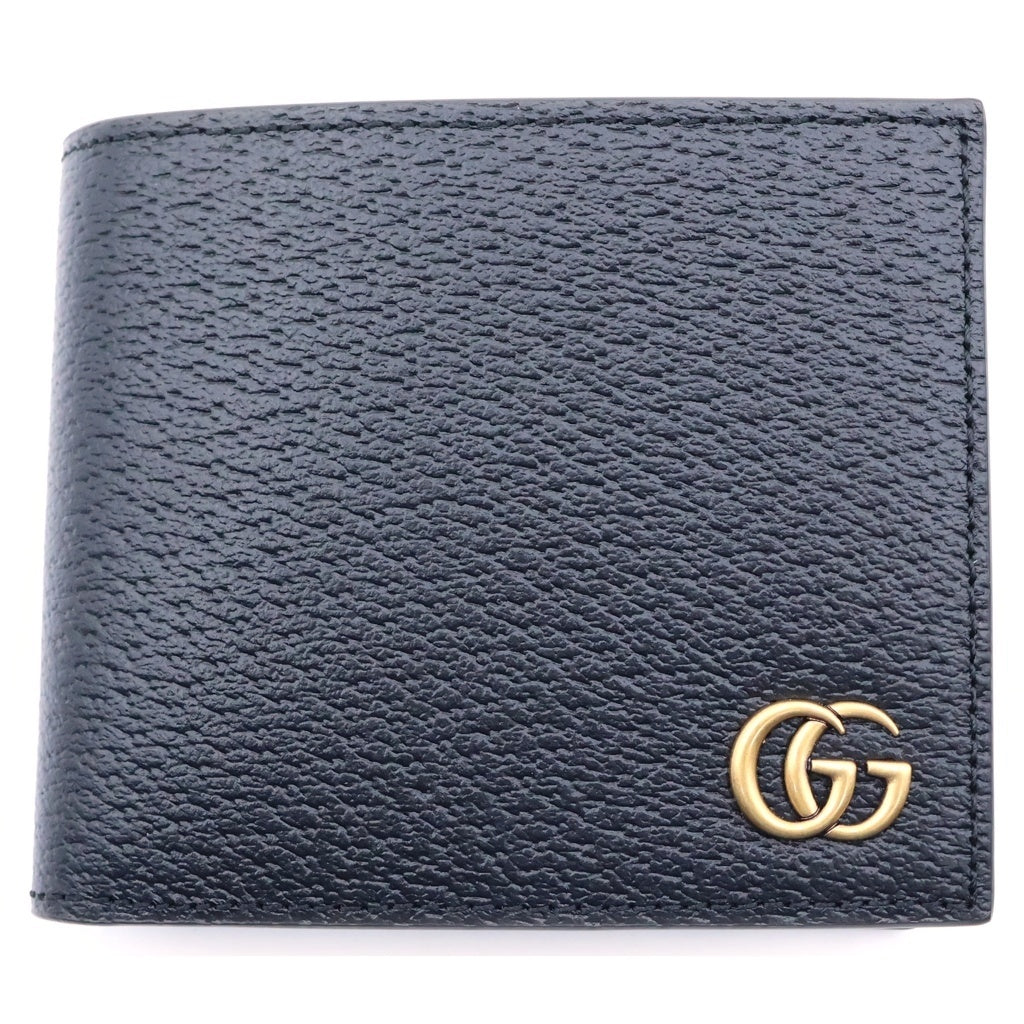 GUCCI(グッチ) GGマーモント 二つ折り 財布 レザー ブラック 428726 レディース