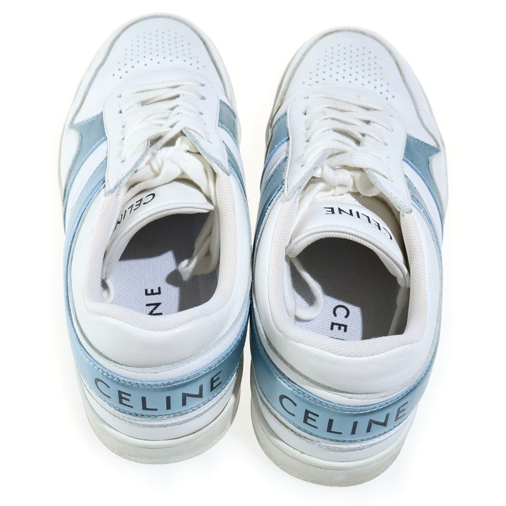 CELINE(セリーヌ) ロゴローカットスニーカー ホワイト×ライトブルー #37 レディース