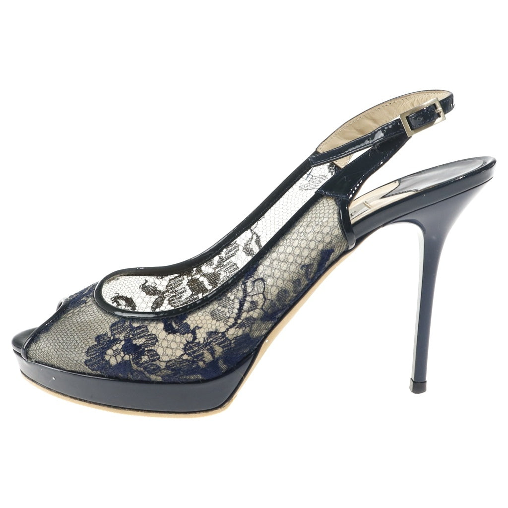 JIMMY CHOO(ジミーチュウ) レース ハイヒールパンプス ネイビー #37 1/2 レディース