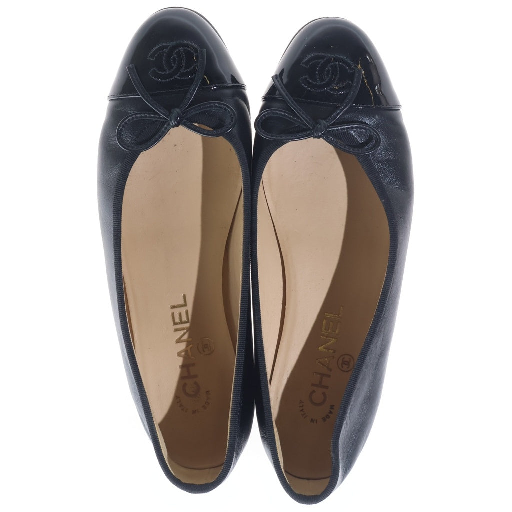 CHANEL(シャネル) バレリーナフラットシューズ レザーミュール ブラック #37 1/2 レディース