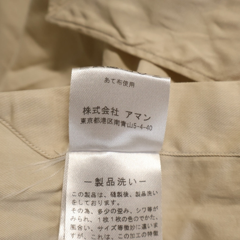 Finamore(フィナモレ) 無地コットン長袖シャツ プレーンシャツ ベージュ