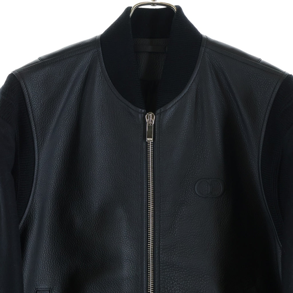 Christian Dior(クリスチャンディオール) 25SS カウハイド テディジャケット スタジャン レザー ブラック 513L434A0700